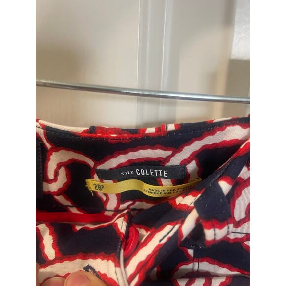 Maeve Anthropologie Navy Patterned Colette Ponte Knit Pants size 28P NWOT - Picture 5 of 5